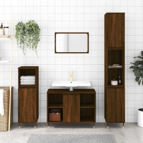 Bathroom Cabinet Brown Oak Engineered Wood Medium