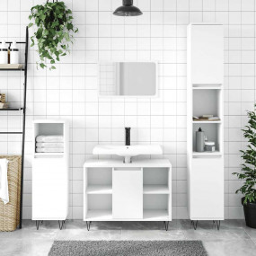Bathroom Cabinet White Engineered wood, iron Medium