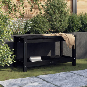 Garden Bench Black Solid Pine Wood Medium Heavy Weight ...