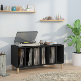 Record Cabinet Black Engineered wood, solid eucalyptus ...
