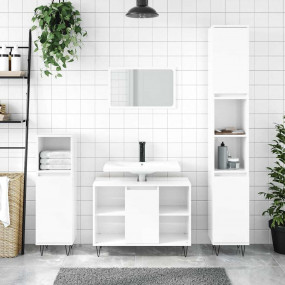 Bathroom Cabinet High gloss white Engineered wood, iron...