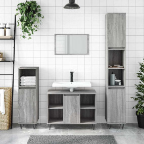 Bathroom Cabinet Grey sonoma Engineered wood, Iron Medi...