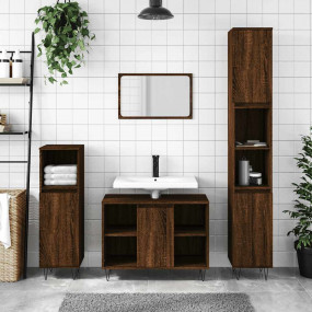 Bathroom Cabinet Brown Oak Engineered Wood Medium