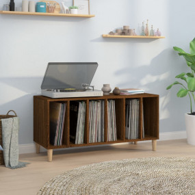 Record Cabinet Brown Oak Engineered Wood, Solid Eucalyp...