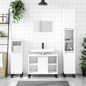 Bathroom Cabinet White Engineered wood, Iron Medium