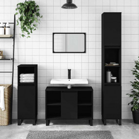 Bathroom Cabinet Black Engineered wood, iron Medium