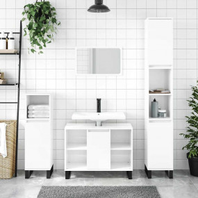 Bathroom Cabinet High gloss white Engineered wood