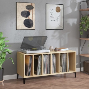 Record Cabinet Sonoma Oak Engineered Wood, Metal Medium...