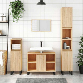 Bathroom Cabinet Sonoma Oak Engineered Wood, Iron