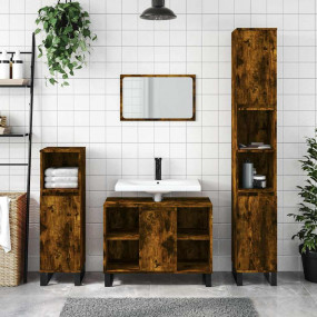 Bathroom Cabinet Smoked oak Engineered wood, iron