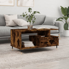 Coffee Table Smoked Oak Engineered Wood, Metal