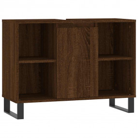 Bathroom Cabinet Brown Oak Engineered Wood, Iron Medium