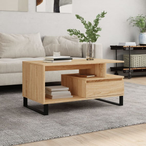 Coffee Table Sonoma Oak Engineered Wood Medium Rectangu...