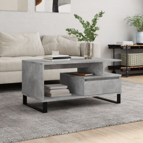 Coffee Table Concrete Grey Engineered Wood, Metal Mediu...