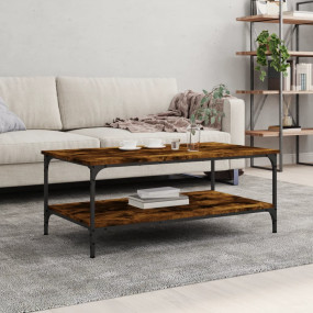 Coffee Table Smoked oak Engineered wood, Iron 39.4x21.7...