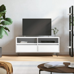 TV Cabinet White Engineered wood, iron Medium TV Cabine...