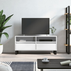 TV Cabinet High gloss white Engineered wood, iron Mediu...