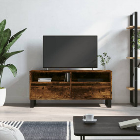 TV Cabinet Smoked Oak Engineered Wood, Iron Medium TV C...