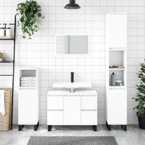 Bathroom Cabinet White Engineered wood and iron Medium