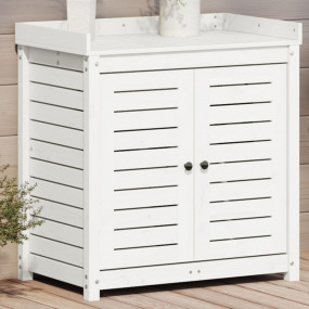 Potting Table White Solid Pine Wood Medium Rustic