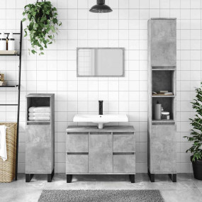 Bathroom Cabinet Concrete Gray Engineered Wood, Iron