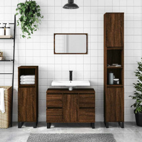 Bathroom Cabinet Brown Oak Engineered wood, Iron 31.5x1...