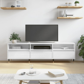 TV Cabinet High gloss white Engineered wood, iron Large