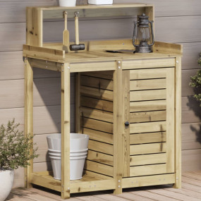 Potting Table Natural Wood Solid Pine Wood Medium Potti...