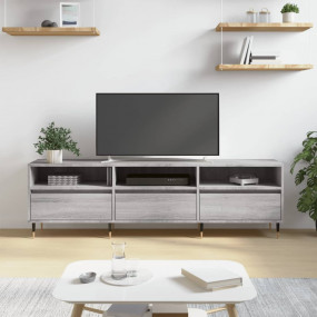 TV Cabinet Grey Sonoma Engineered Wood, Iron Large TV C...