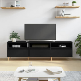 TV Cabinet Black Engineered wood, Iron 59.1 in x 11.8 i...