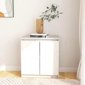 Side Cabinet White Solid Pine Wood Medium Side Cabinet
