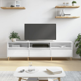 TV Cabinet High gloss white Engineered wood and iron 59...