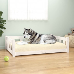 Dog Bed White Solid Pine Wood 41.5 x 29.7 x 11.0 in Dur...