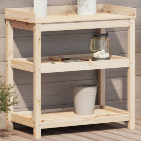 Potting Table Natural Pine Solid Pine Wood Medium Potti...