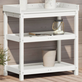 Potting Table White Solid Pine Wood Medium Potting Tabl...
