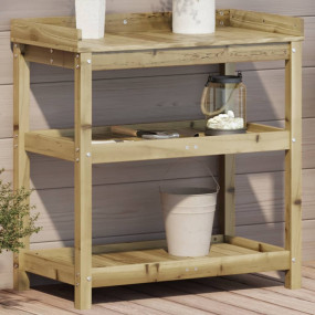 Potting Table Natural Pine Treated Pine Wood Medium Pot...