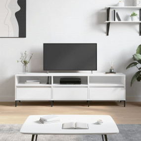 TV Cabinet White Engineered wood, Iron 59.1 inches Long