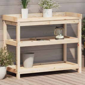 Potting Table Natural Pine Solid Pine Wood Medium Potti...
