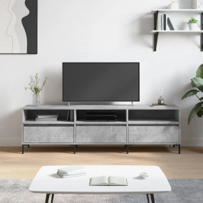 TV Cabinet Concrete Grey Engineered Wood, Iron Large TV...