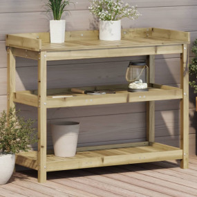 Potting Table Brown Solid Pine Wood Large Rectangular R...