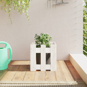 Garden Planter White Solid Pine Wood 11.8 in Decorative...
