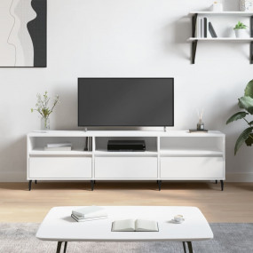 TV Cabinet White Engineered wood, Iron 59.1 in x 11.8 i...