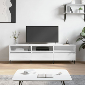 TV Cabinet High gloss white Engineered wood, Iron