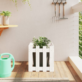 Garden Planter White Solid pine wood 15.7 x 15.7 x 15.7...