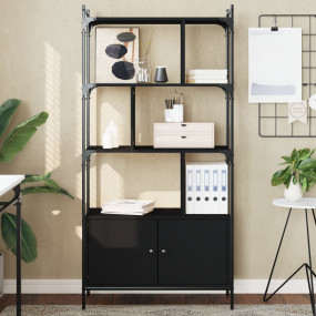 Bookcase Black Engineered wood Medium Bookcase Rectangu...