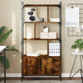 Bookcase Smoked oak Engineered wood, steel 30.1 x 11.8 ...
