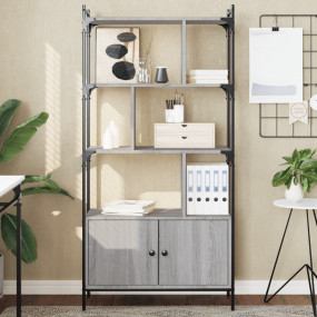 Bookcase Grey Sonoma Engineered wood, Steel Tall Bookca...