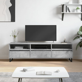 TV Cabinet Concrete Gray Engineered Wood, Iron Large TV...