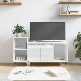 TV Cabinet High gloss white Engineered wood, metal Medi...