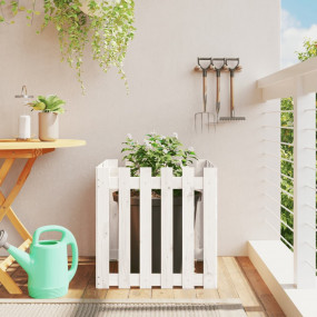 Garden Planter White Solid Pine Wood 23.6 in Appealing ...